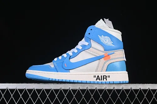 All categories Air Jordan Jordan series basketball shoes Air Jordan 1 High pure original special price Off White x Air Jordan OW AJ1 Joe 1 joint North Carolina blue high-top basketball shoes AQ0818-148